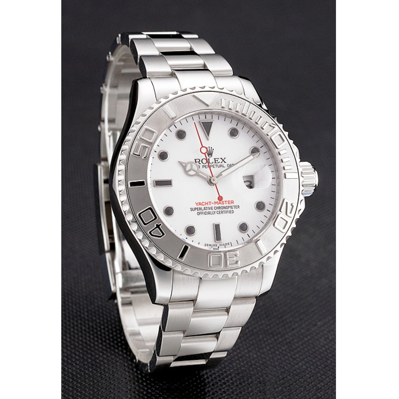 Best AAA Replica Sites White Yacht-Master Dial Stainless Case And Rolex Bracelet Steel 1015